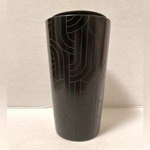 NWT STARBUCKS Fall 2020 BLACK GEOMETRIC ETCHED 12 oz CERAMIC DOUBLE-WALL TUMBLER